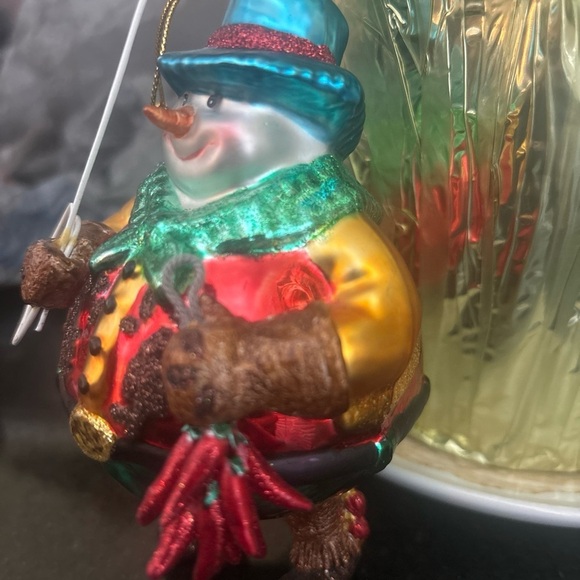 Vintage Hand Blown Snowman Cowboy With Lasso Christmas Ornament - Picture 2 of 8